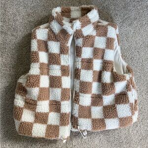 Wild Rose Brown and Cream Checkered Vest